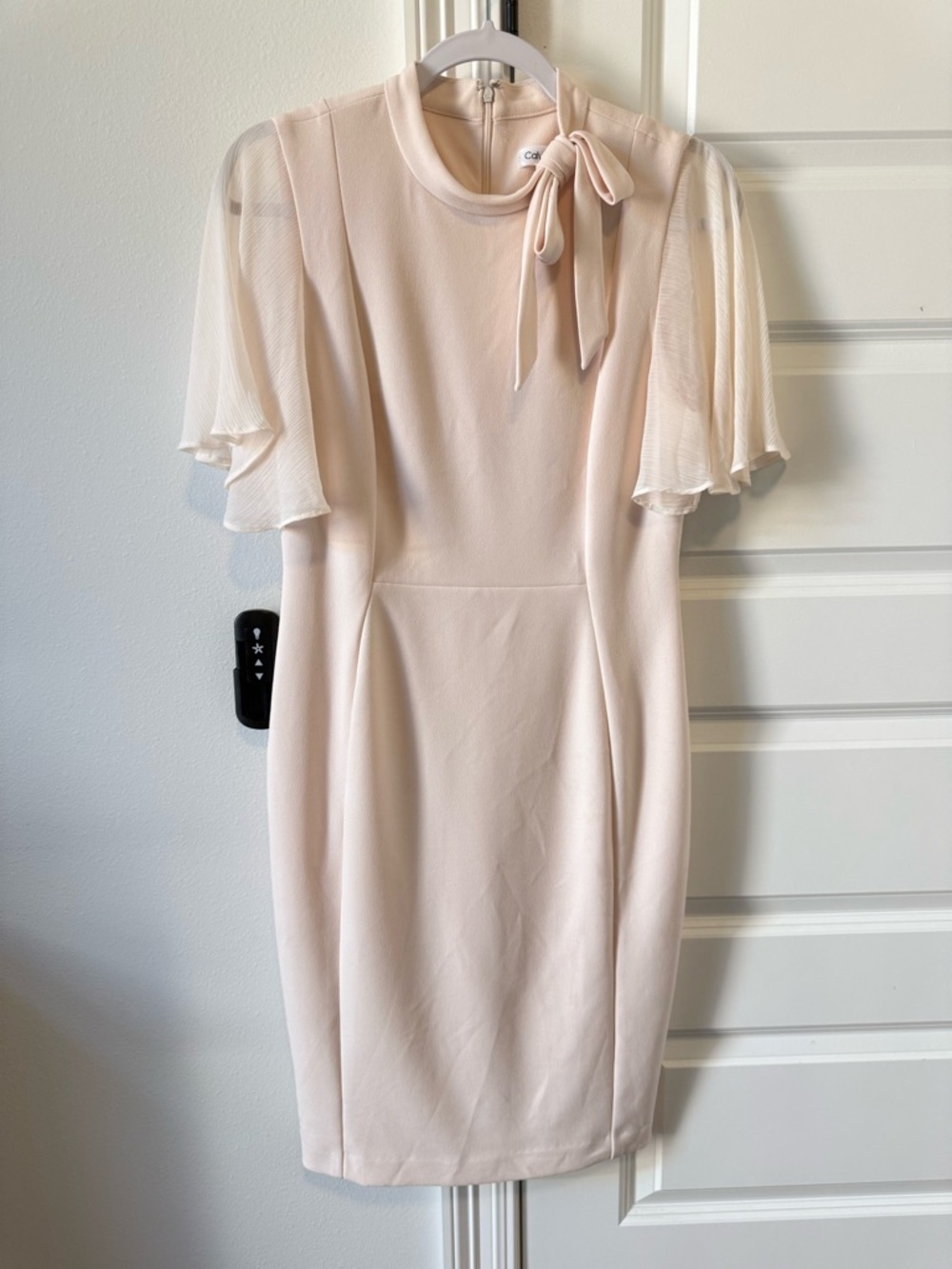 Calvin Klein Soft pink Tie-Neck Midi Dress